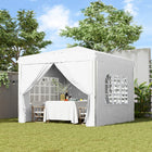 Outsunny 10 ft W x 10 ft L Pop-Up Canopy Tent with Sidewalls and Carry Bag - White-UPF50+ Oxford fabric canopy blocks 98% of UV rays