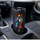 Oscardo Emily Kewageshig A Skirt with a Story Indigenous Art Travel Mug-Double-Wall Stainless Steel - Durable 330 ml (11.2 oz) travel mug with insulated construction that keeps beverages hot for up to 5 hours and cold for up to 12 hours