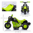 Qaba 3 Wheels 6V Kids Electric Motorcycle with LED Headlight - Green-Three wheels provide stability and safety 