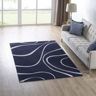 Modway Therese Abstract Swirl Area Rug - 5 ft W x 8 ft L - Navy/Ivory-Tight Low Pile Weave