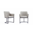 Manhattan Comfort Serena 23.03" Modern Leatherette Upholstered Dining Armchair - Light Grey - Set of 2-Modern Dining Armchair for Dining Room and Task Use. Set of 2