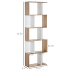 HOMCOM 5-Tier Geometric Bookshelf for Home Office and Living Room - White-Easily display your favorite books, photos, collectables and more