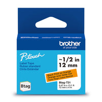 Brother Genuine BTAGT31 Label Tape for P-touch Label Makers - Black on Orange - 12 mm W x 4 m L-Whatever your project, you have our word on it.Trust Brother, Canada’s reliable label maker brand for all your labelling needs.
