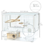PawHut Hamsters and Gerbils Cage - White-Front door for easy access
