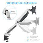 ShoppingAll SA-GM212U Adjustable Single Gas Spring Monitor Mount Desk Stand for 15"-32" Monitor - White-This fully adjustable desk mount can be fixed by C-clamp or grommet installation on any working surface