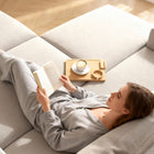 HOMCOM Couch Arm Tray with 360° Rotating Phone Holder - Natural Wood-Ready to use out of the box, with no installation or tools required