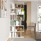 HOMCOM 6-Tier Geometric Wooden Bookcase - White-Supports a weight capacity of up to 11 lb per tier 
