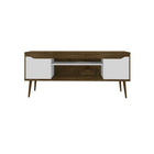 Manhattan Comfort Bradley 62.99" Mid-Century Modern TV Stand - Rustic Brown and White-30 Day Limited Manufacturer's Warranty