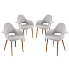Modway Aegis Dining Armchair - Light Grey - 4 Pack-Mid-century design with a modern look