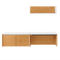 Modway Kinetic 38" Wall-Mount Office Desk With Cabinet and Shelf - White Natural-Wall-Mount Office Desk, Cabinet, and Shelf