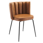 Modway Virtue Vegan Leather Dining Chair - Black/Tan - 2 Pack-Dense Foam Padding