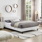 Modway Anya Fabric Full Bed - White-Slatted Poplar Wood Support System
