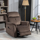 HOMCOM Manual Recliner with Massage Function and Side Pockets - Brown-Choose from upright to any angle (up to 135°), with footrest lifted, by pulling the side tab