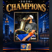 Frameworth New York Knicks 2026 Champions: Karl-Anthony Towns Championship Trophy PhotoGlass Framed Photo - 18" W x 22" H - Gold-Framed photoglass display: Karl-Anthony Towns PhotoGlass Frame New York Knicks 2026 Championship Trophy Gold Celebration Design for New York Knicks fans and collectors