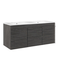 Modway Render 48" Wall-Mount Bathroom Vanity - Charcoal/White-Mid-Century Modern Vanity