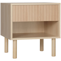 HOMCOM Modern Nightstand with Drawer and Open Shelf - Natural Wood-Natural wood tone highlights for your home décor