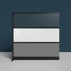 Luxor Modular Wall Extension with Whiteboard - 70" W x 70" H - Wide Black Frame, Frosted Acrylic, Cool Grey PET-Integrates with the Room Divider System for scalable layouts