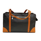 Ashlin Carlton Leather Carry All Business Case - Black and Tan-Practical and classy, this carry all business case features top zippered construction for durability, two long shoulder straps, two main sections with a centre divider, two outside zippered compartments for easy access