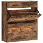 HOMCOM Entryway Cabinet with 2 Flip Drawers for 12 Pairs - Rustic Brown-Compact design, great for small entryways, hallways, or any narrow places