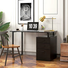 HOMCOM 47.2" Computer Desk with Multi-Use Reversible File Drawers - Black-The 3 drawers come with metal rails for a smooth slide
