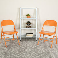 Flash Furniture HERCULES ColourBURST Series Orange Marmalade Triple Braced & Double-Hinged Metal Folding Chair-Metal Folding Chair