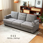 HOMCOM 3 Seater Upholstered Sofa Couch with USB Ports and Cup Holders - Grey-Resilient spring pack supports and maintains cushion shape