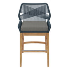Modway Wellspring Outdoor Patio Teak and Rope Counter Stool - Blue Graphite-Assembly Required