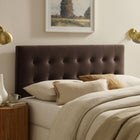 Modway Emily Stain-Resistant Performance Velvet Full Size Headboard - Chocolate Brown-Wood Blend Frame