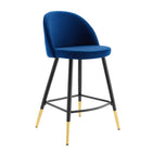 Modway Cordial Performance Velvet Counter Stools - Navy - Set of 2-Non-Marking Foot Caps