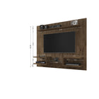 Manhattan Comfort Plaza 64.25" Modern Floating Entertainment Center - Rustic Brown-Features 1 Overhead Décor Display Shelf and 2 Open Media Shelves with Glass Décor Shelf Divider