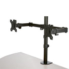 Startech Desk Mount Dual Monitor Arm - Desk Clamp / Grommet VESA Monitor Mount for up to 32" Displays -32" large monitor support: VESA 75x75mm / 100x100mm compatible multi monitor mount supports 2 large monitors up to 32" (17.6 lb / 8 kg) per arm w/ horizontal articulation & basic height adjustment