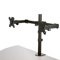 Startech Desk Mount Dual Monitor Arm - Desk Clamp / Grommet VESA Monitor Mount for up to 32" Displays -32" large monitor support: VESA 75x75mm / 100x100mm compatible multi monitor mount supports 2 large monitors up to 32" (17.6 lb / 8 kg) per arm w/ horizontal articulation & basic height adjustment