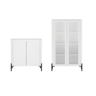 Manhattan Comfort Abbey Modern Accent Cabinet and Bookcase - White - Set of 2-Modern Accent Cabinet and Décor Cabinet for Dining Room, Living Room, and Bedroom Usage. Set of 2
