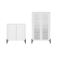 Manhattan Comfort Abbey Modern Accent Cabinet and Bookcase - White - Set of 2-Modern Accent Cabinet and Décor Cabinet for Dining Room, Living Room, and Bedroom Usage. Set of 2