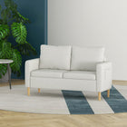 HOMCOM 56" Loveseat Sofa for Bedroom with Side Pockets - Cream White-High density foam padded seat cushion and inside spring packs to sink in comfortably