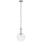 Hudson&Canal Verona 11" Wide Pendant with Glass Shade - Brushed Nickel/Clear-Paired with a clear dome glass shade