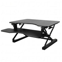 TygerClaw Height-Adjustable Standing Desk (TYDS10020BLK)-Integrated with dual pneumatic springs, using the workstation in standing or sitting position with just a light lift of handles on both ends of platform
