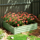 Outsunny Galvanized Steel Planter Raised Garden Bed - 47" L x 47" W x 12" H - Light Green-Open bottom design makes it great for long rooted plants 