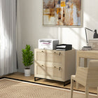 Vinsetto 2-Drawer Filing Cabinet with Lock - Natural Wood-Tabletop can hold printers, scanners, or display personal items