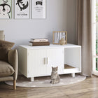 PawHut Cat Litter Box Enclosure End Table with Scratcher - White-Constructed from robust MDF board 