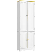 HOMCOM 72" H Freestanding Kitchen Pantry Cabinet with 4 Shelves and 4 Doors - White-Six-tier storage design, giving you lots of space for all kitchen needs 
