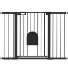 PawHut 30"-52" Extra Wide Pet Gate Barrier with Small Door - 35"H-This safety gate for stairs allows door can swing in both direction