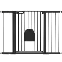 PawHut 30"-52" Extra Wide Pet Gate Barrier with Small Door - 35"H-This safety gate for stairs allows door can swing in both direction