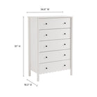 Modway Emmeline Scalloped 5-Drawer Chest - White-Full-Glide Drawers