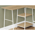Monarch Specialties 7597 48" Computer Desk - Natural Top/White Metal Corner-Great for smaller workspaces in need of storage options, this 3-tier writing desk has a space-saving, open-concept design and is finished on all sides for flexible placement anywhere in your home office
