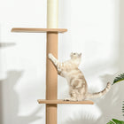 PawHut 100" Floor-To-Ceiling Cat Tree with 3 Perches - Brown-Material: E1 Grade Particle Board and Plush 