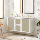 Modway Chaucer 48" Double Sink Bathroom Vanity - White-Metal Cabinet Knobs