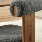 Modway Torian Boucle Fabric Dining Chair - Walnut Charcoal - Set of 2-Rolled Backrest Pillow for Support