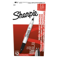 Sharpie Twin-Tip Permanent Markers - Black - 12 Pack-Combines Fine and Ultra-Fine points in one convenient marker