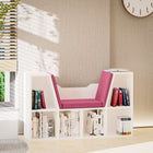 HOMCOM 6-Cubby Bookcase with Seat Cushion - Pink-Six cubby to store books, decorations and more